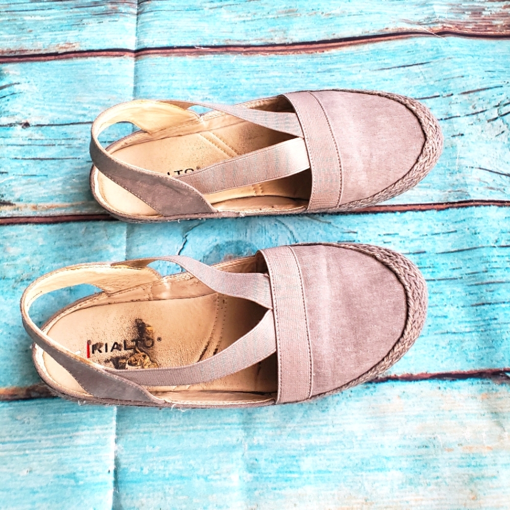Light gray canvas and jute slip on shoes size 7